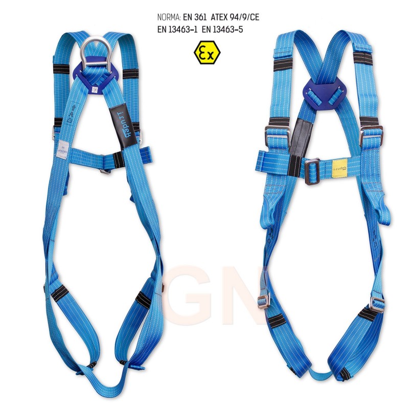 Arnés antiestático para zonas ATEX, con enganche dorsal y frontal