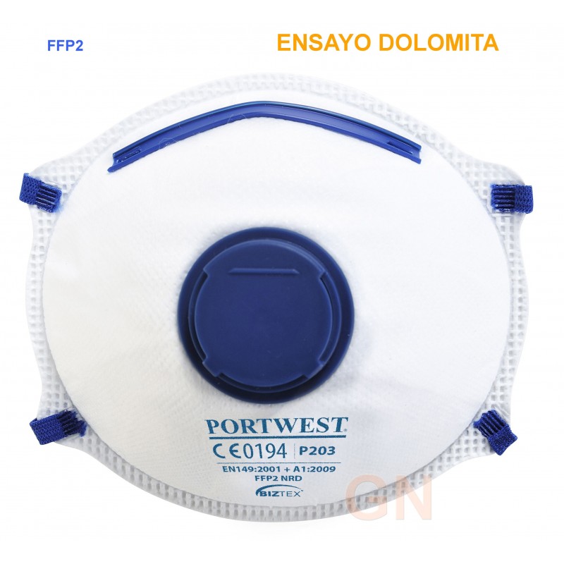 Mascarilla Dolomita con válvula y factor de protección FFP2