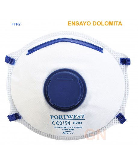 Mascarilla Dolomita con válvula y factor de protección FFP2