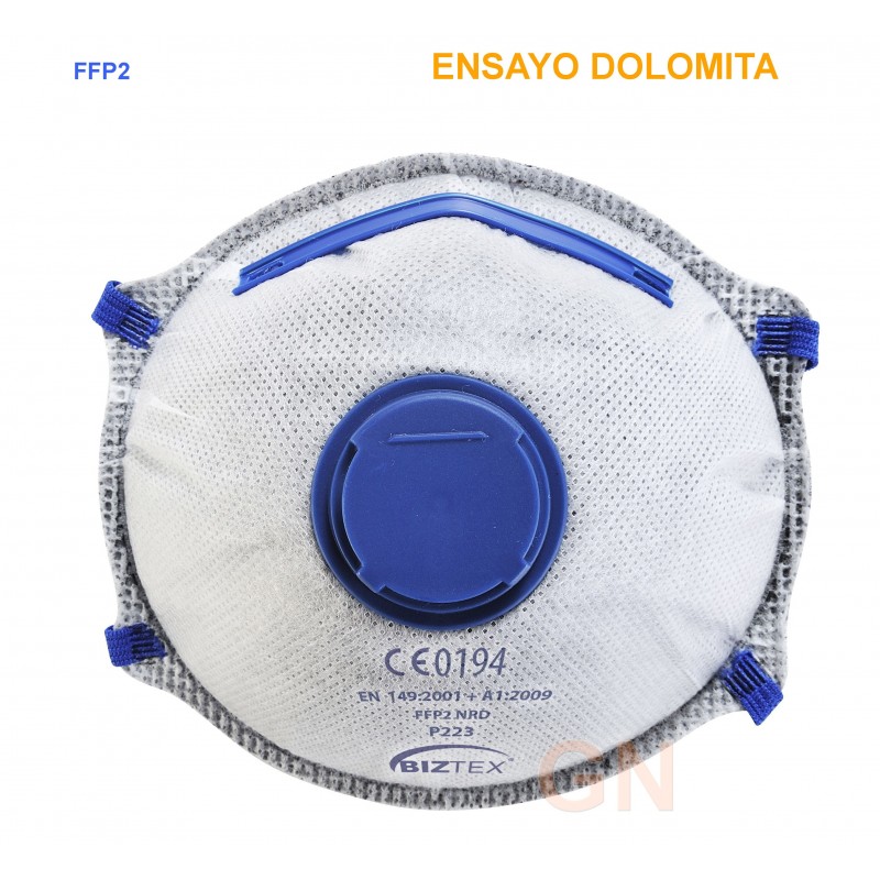 Mascarilla dolomita de carbón activo con válvula de nivel FFP2
