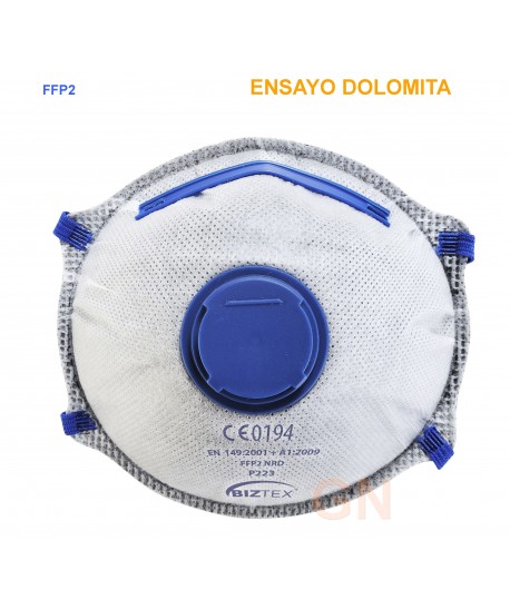 Mascarilla dolomita de carbón activo con válvula de nivel FFP2