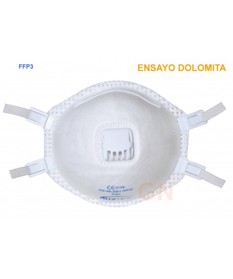Mascarilla dolomita con válvula desechable de nivel FFP3