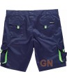 Pantalón bermuda multibolsillos con detalles en alta visibilidad marino/verde fluor