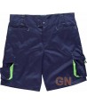 Pantalón bermuda multibolsillos con detalles en alta visibilidad marino/verde fluor