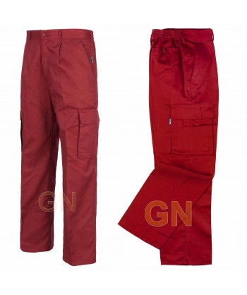 pantalón económico multibolsillos burdeos