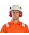 Casco dieléctrico de ABS con barboquejo de 4 puntos incluido y gafas integradas