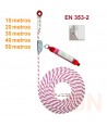 Línea de vida vertical en cuerda 10, 20, 30, 40, y 50 m, según modelo más bloqueador automático NO desmontable y absorbedor