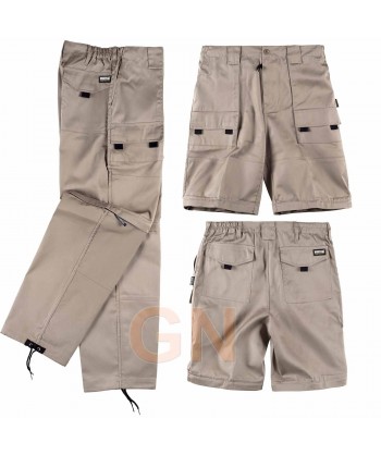Pantalón multibolsillos y desmontable beige