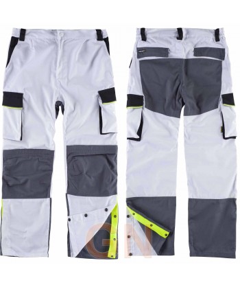 Pantalón bicolor con refuerzos en rodillas y culera blanco/gris