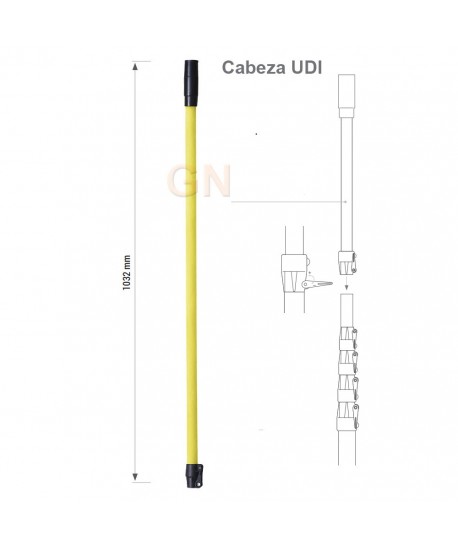 Cabezal conversor de rosca M10 a UDI más una extensión de 1 metro