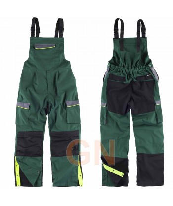 Pantalón peto bicolor con refuerzos en rodillas y culera verde negro