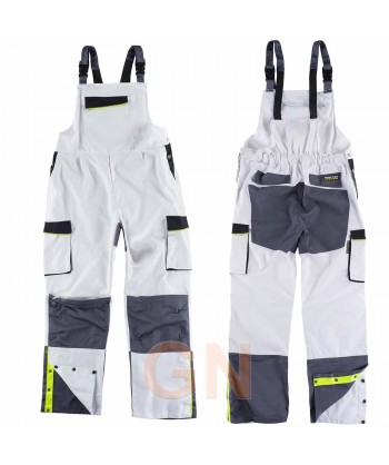 Pantalón peto bicolor con refuerzos en rodillas y culera blanco gris
