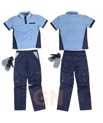 Conjunto para el verano de pantalón, polo y guantes marino azafata