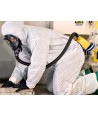 Dispositivo de protección de las vías respiratorias alimentado mediante un electroventilador