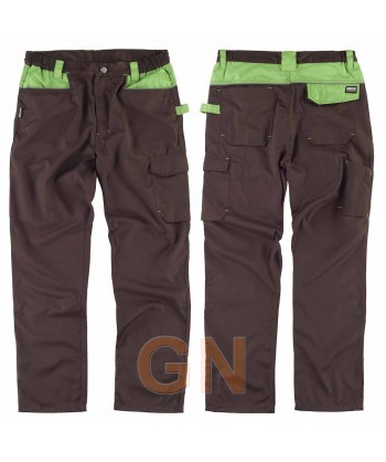 Pantalón con triples costuras y refuerzo en culera marrón/verde lima