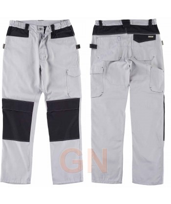 Pantalón multibolsillos con refuerzos en culera y rodillas muy fuerte gris claro/negro