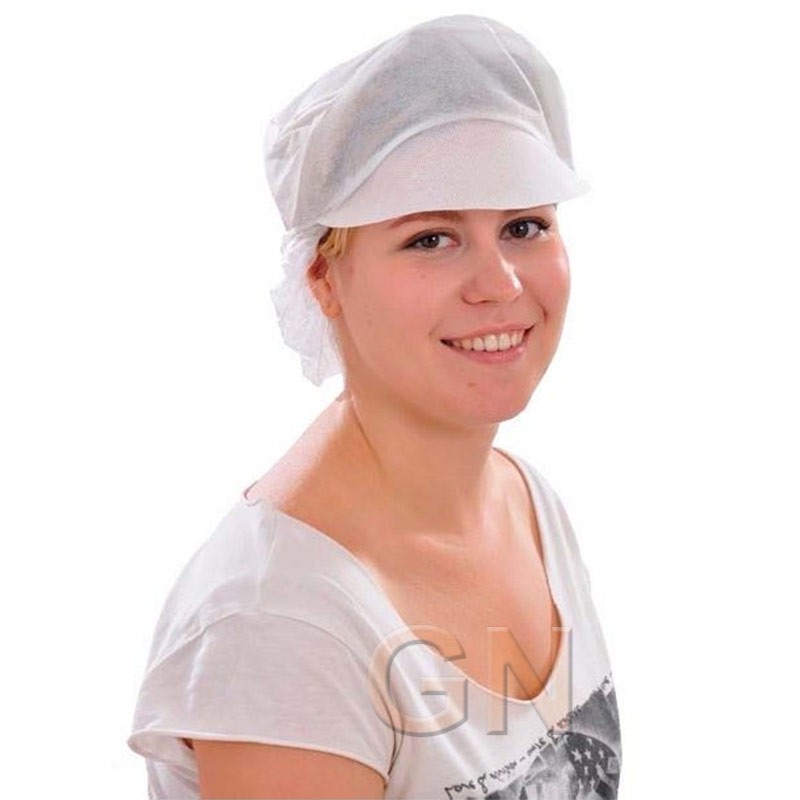 Gorro desechable con visera y recoge pelo color blanco