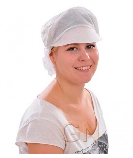 Gorro desechable con visera y recoge pelo color blanco