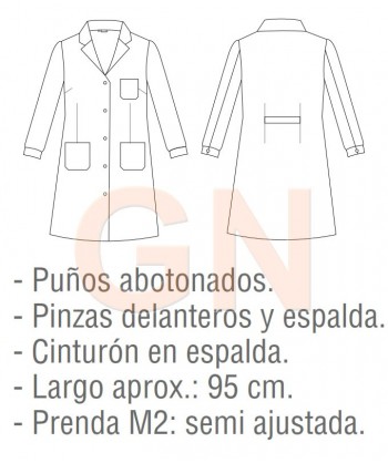 Bata de manga larga vichy cuadros pequeños