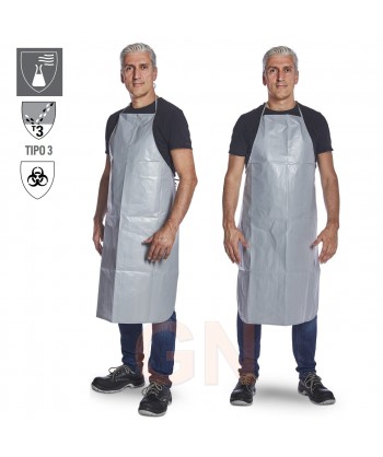 Delantal Tychem® 6000 F PA30LO con lazos 108 cm. GRIS