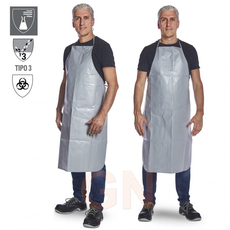Delantal Tychem® 6000 F PA30LO con lazos 108 cm. GRIS