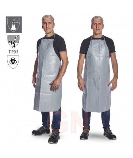 Delantal Tychem® 6000 F PA30LO con lazos 108 cm. GRIS