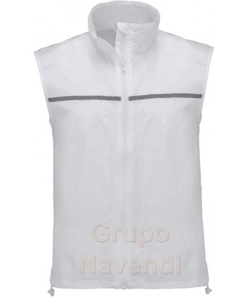 Chaleco de running con cinta reflectante color blanco
