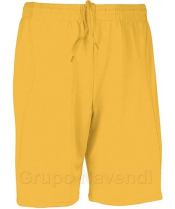Bermuda o short sin bolsillos de secado rápido para deporte para niño color amarillo