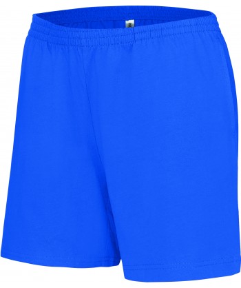 Bermuda de felpa con cintura elástica y bolsillos para mujer color royal