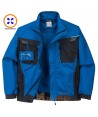 Chaqueta bicolor, acolchada multielástica con refuerzos color azul