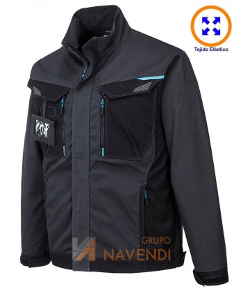 Chaqueta bicolor, acolchada multielástica con refuerzos color negra