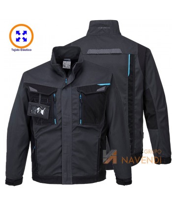 Chaqueta bicolor, acolchada multielástica con refuerzos color negra