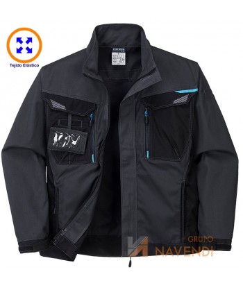 Chaqueta bicolor, acolchada multielástica con refuerzos color negra