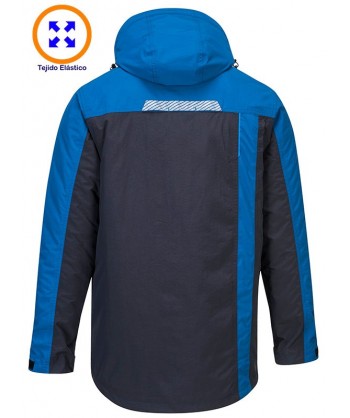 Parka bicolor, impermeable, multielástica con capucha