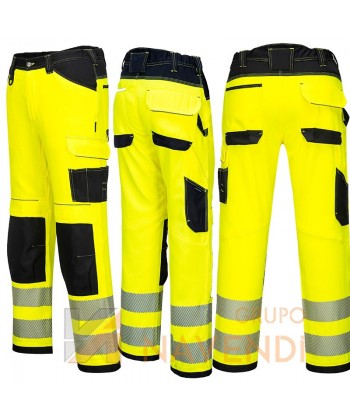 Pantalón bicolor de alta visibilidad muy grueso con cintas segmentadas