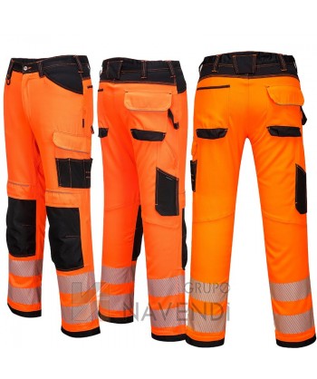 Pantalón bicolor de alta visibilidad muy grueso con cintas segmentadas