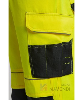 Peto bicolor de alta visibilidad muy grueso con refuerzos amarillo flúor y negro