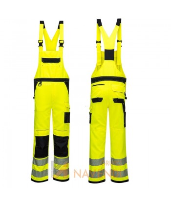Peto bicolor de alta visibilidad muy grueso con refuerzos amarillo flúor y negro