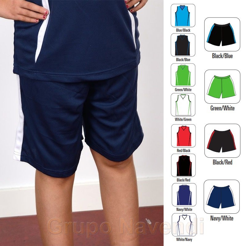 Short bicolor deportivo sin bolsillos para niños