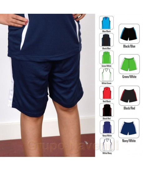 Short bicolor deportivo sin bolsillos para niños