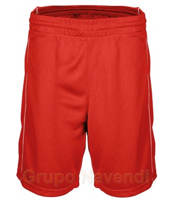 Short sin bolsillos con ribete a contraste para baloncesto rojo