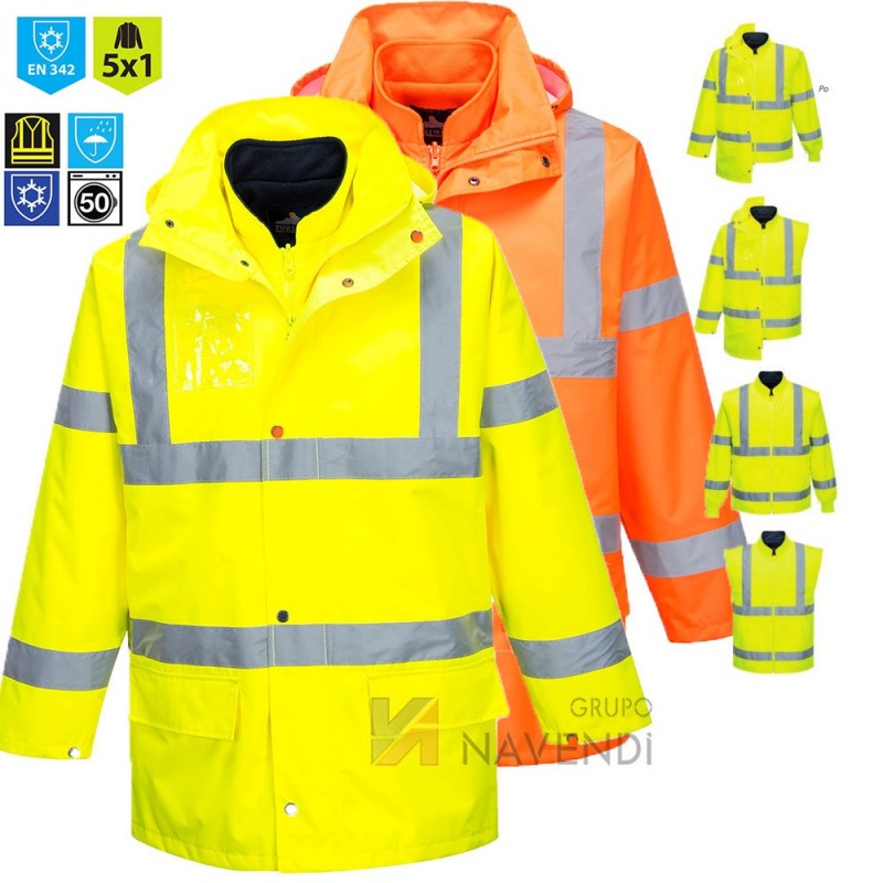 Parka acolchada alta visibilidad desmontable 5 en 1