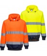 Sudadera con capucha bicolor en alta visibilidad. Portwest B316