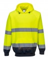 Sudadera con capucha bicolor en marino/amarillo alta visibilidad. Portwest B316