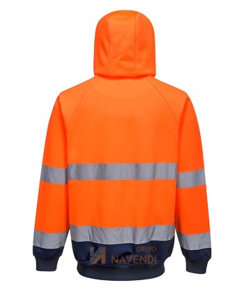 Sudadera con capucha bicolor en marino/naranja alta visibilidad. Portwest B316