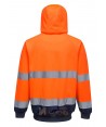 Sudadera con capucha bicolor en marino/naranja alta visibilidad. Portwest B316