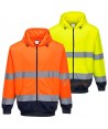 Chaqueta sudadera bicolor con capucha en alta visibilidad. Portwest B317