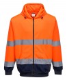 Chaqueta sudadera bicolor con capucha en marino/naranja alta visibilidad. Portwest B317