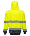 Chaqueta sudadera bicolor con capucha en marino/amarillo alta visibilidad. Portwest B317