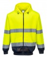 Chaqueta sudadera bicolor con capucha en marino/amarillo alta visibilidad. Portwest B317